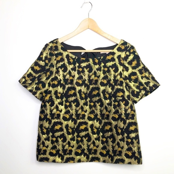 HUTCH by Anthropologie Gold/black metallic blouse - Picture 3 of 13